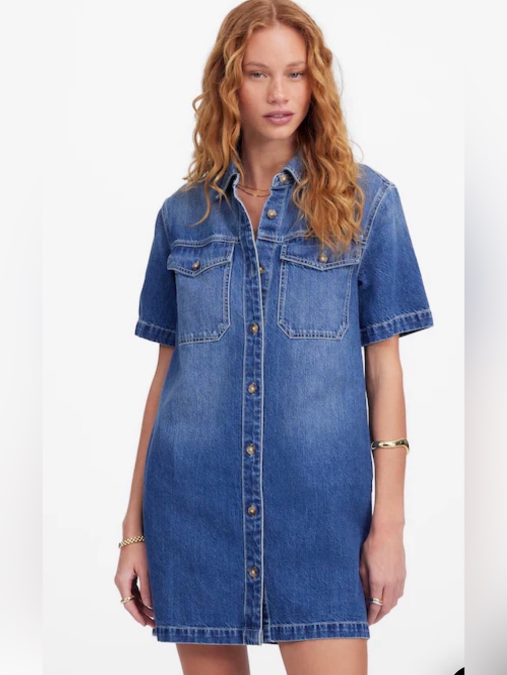 NWT Madewell Denim Boxy Shirtdress in Demarco Wash, M - Picture 2 of 7
